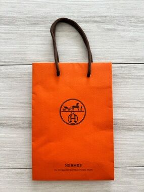 Orange Paper Shopping Bag with Brown Handles